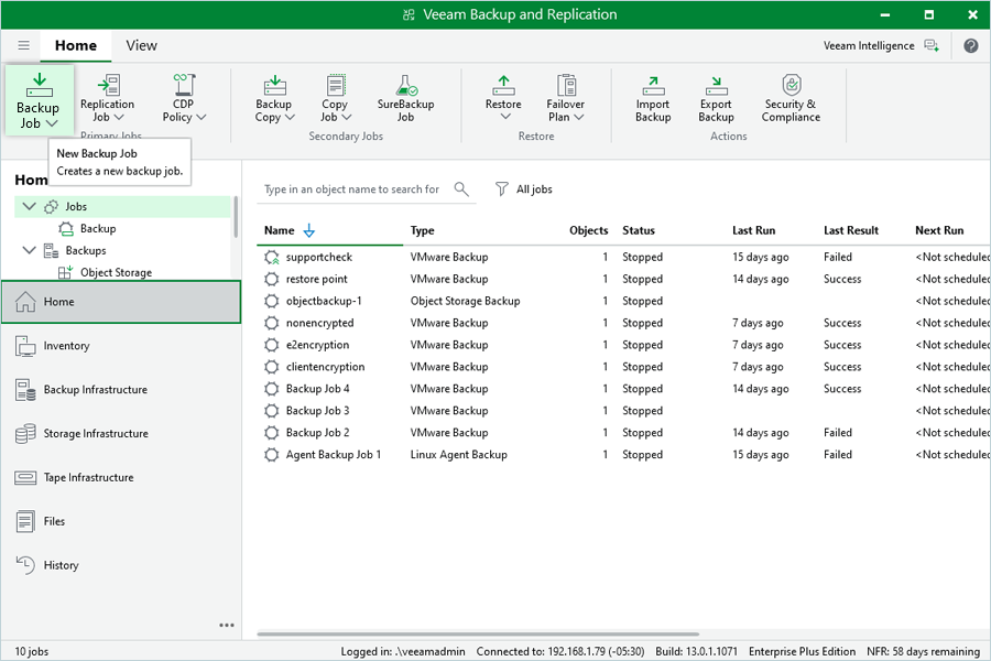 Veeam Proxmox Guide - click on backup job