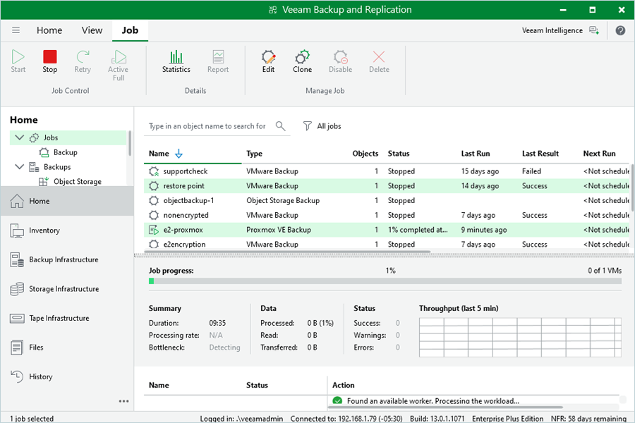 Veeam Proxmox Guide - verify job status